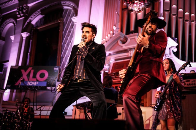 Adam Lambert rocks out at WXLO's Almost Acoustic Christmas at Mechanics Hall Thursday. [Photo/Dylan Azari]