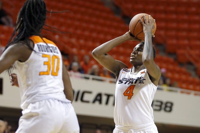 Oklahoma State's Natasha Mack (4)averaged 17.6 points a year ago and is the Cowgirls' top returning scorer this season. [Bryan Terry/The Oklahoman]