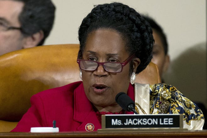 U.S. Rep. Sheila Jackson Lee, D-Houston, speaks during a House Judiciary Committee markup of the articles of impeachment against President Donald Trump on Capitol Hill last week. She was on the committee 21 years ago when it approved articles of impeachment against President Bill Clinton. [Jose Luis Magana/The Associated Press]