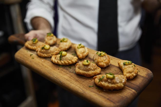 Buccan bistro's hot dog empanadas were served as starter bites during opening night of the Palm Beach Food and Wine Festival Dec. 12. [Provided by Michael Pisarri/PBFWF]