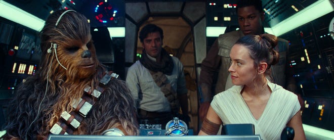 Chewie, Poe, Rey and Finn share a rare calm moment while trying to save the galaxy. [Lucasflim]