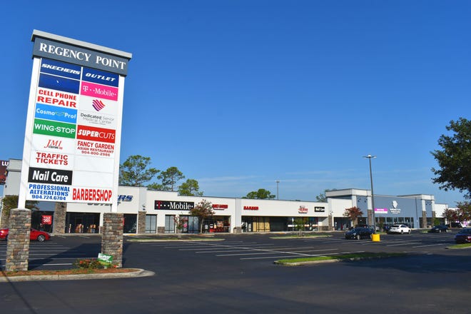 Regency Point shopping center features a tenant mix including Skechers, Foot Locker, Champs Sports, Wingstop and T-Mobile across from Regency Square mall in Jacksonville. [Franklin Street]