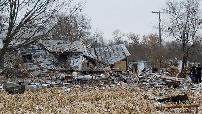 A house exploded north of Lowell on Monday, Dec. 16. [CONTRIBUTED/BRUCE DOLL]