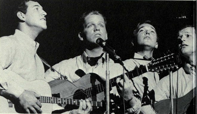 The Brothers Four perform at the University of Michigan, during the 1964-1965 academic year. [University of Michigan photo]