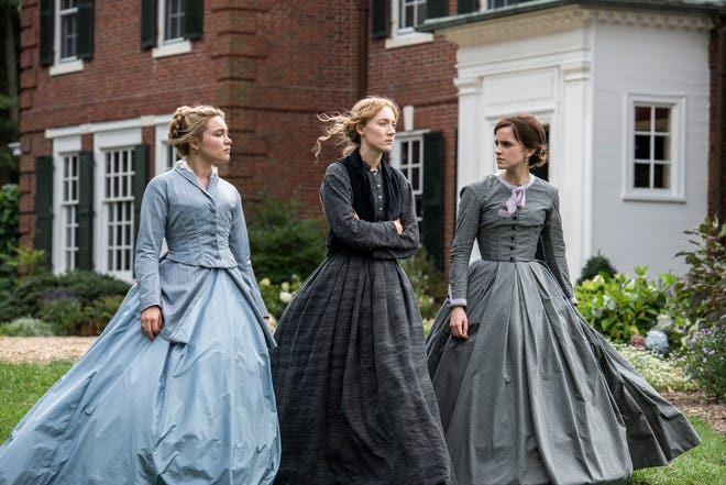 Florence Pugh, Saoirse Ronan and Emma Watson in Greta Gerwig's "Little Women." [Columbia]