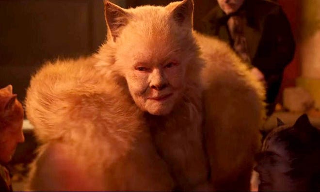 Judi Dench as Old Deuteronomy in "Cats." [Photo courtesy of Universal Pictures]