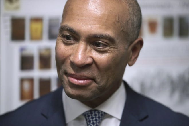 Democratic presidential candidate former Massachusetts Gov. Deval Patrick files to have his name listed on the New Hampshire primary ballot on Nov. 14 in Concord. [AP Photo/Charles Krupa, file]