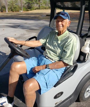 Ninety-year-old Barry Nash hit two holes-in-one in two weeks at Harbour Pointe Golf Course. [CONTRIBUTED PHOTO]