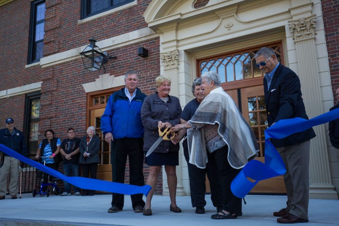 The school community celebrated the opening of the new Hampton Academy renovation and addition in October with a ceremonial ribbon cutting. The $25.9 million project was approved by voters at the 2017 Town Meeting and includes a new 575-seat auditorium where the old Eastman gym was located. [Matt Parker/Seacoastonline]