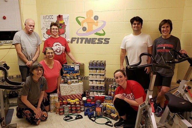 The New Concord Indoor Cycling Cooperative (NCICC) hosted its second annual food drive to benefit the College Drive Presbyterian Church food pantry. Coop members exceeded their 210 item goal by collecting 258 food items. Members are: Kneeling from left, Marcia Hartman, Susan Allison, Brittany Taylor; standing, Joel Hartman, Elizabeth Taylor, Jim Fox and Jennifer Lyle. NCCICC formed in 2017 and is grateful to Westminister Presbyterian Church for providing space for the variety of fitness classes offered. There is no charge to join the coop. Check the class schedule on the Facebook page.
