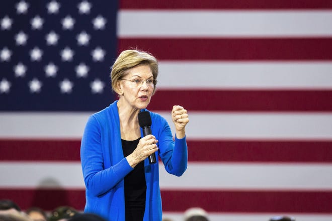 Democratic presidential candidate Sen. Elizabeth Warren, D-Mass., answers a question during a town hall on Dec. 21 in North Liberty, Iowa. [JOSEPH CRESS/IOWA CITY PRESS-CITIZEN via AP]