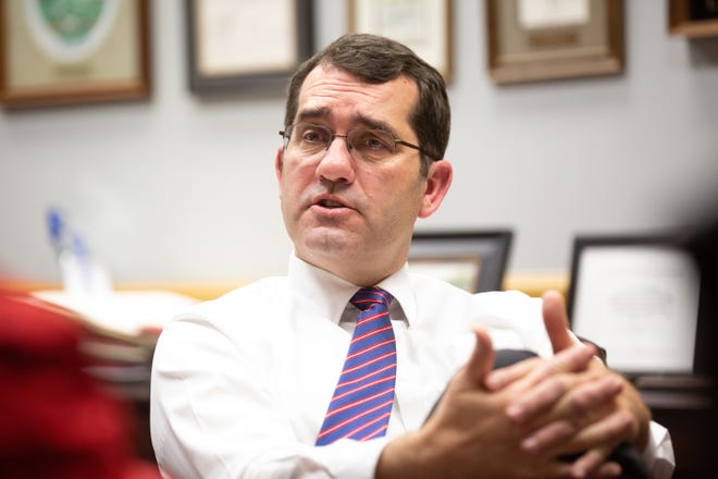 Kansas Attorney General Derek Schmidt, a Republican, said in an interview the timing of a lawsuit filed by a group of judges seeking an increase in state appropriations to the judicial branch was poorly timed and "not well-advised" given opportunities to improve relationships between branches of state government. [Evert Nelson/The Capital-Journal]