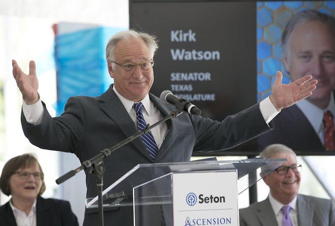 State Sen. Kirk Watson speaks at a dedication ceremony for the University of Texas Dell Medical Center in 2017. Watson discussed his efforts to bring the center to Austin as part of a newly released coffee table-style book, “Unlimited Austin,” that he co-wrote with Kate Alexander. [RALPH BARRERA/AMERICAN-STATESMAN]