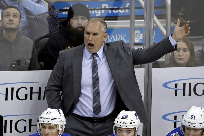 St. Louis Blues coach Craig Berube gives instructions during the third period of a game against the Pittsburgh Penguins in Pittsburgh in December. [Gene J. Puskar/The Associated Press]