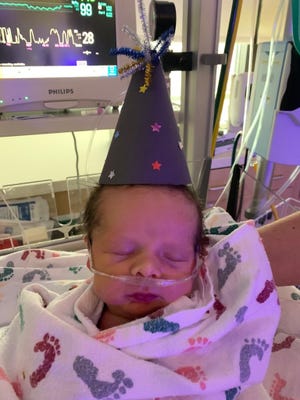 Elias Kole Roland was born at 4:24 a.m. Wednesday at Mercy Hospital, making him the first baby to be born in Fort Smith for 2020. He weighed 6 pounds and is 19 1/4 inches long. The proud mother is Emma Roland of Fort Smith. [Courtesy Mercy Fort Smith]