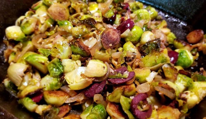 Brussels Sprouts, Artichoke Hearts and Kalamata Olive Skillet. [Laura Tolbert]