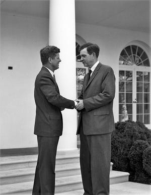 President John F. Kennedy with George Mahon. [Photo courtesy of the Southwest Collection, Texas Tech University]