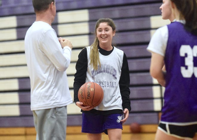 Marshwood senior Lina Bisson was all smiles Monday as her team prepared for Tuesday night's Class A South showdown with fourth-place York. [Ryan O'Leary/Seacoastonline]