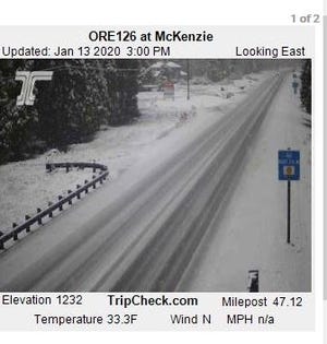 A photo from the Oregon Department of Transportation's TripCheck in McKenzie at 3 p.m. Monday.