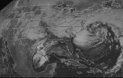 Pilots will fly into nor'easters like the one in the satellite image shown here to learn more about the storms. [File photo]