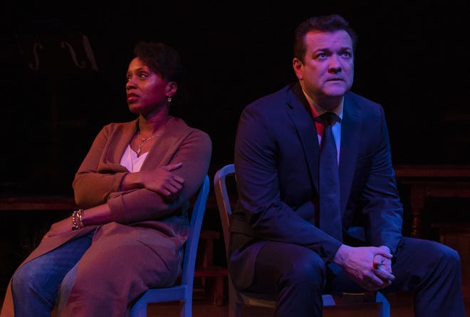 In “American Son” at Florida Studio Theatre, Almeria Campbell and Rod Brogan play an estranged couple awaiting word on their missing son. [PROVIDED BY FST / MATTHEW HOLLER]