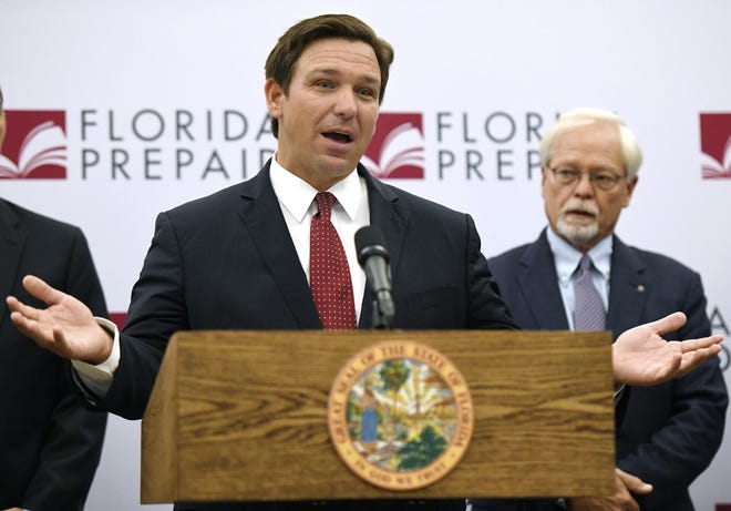 The Florida Supreme Court sided with Gov. Ron DeSantis on felon voter rights on Thursday. DeSantis asked the court to rule on restoring voting rights last year. The court's advisory opinion — requested by the Republican governor last year — has no immediate legal consequence. [Bob Self/Florida Times-Union via AP]