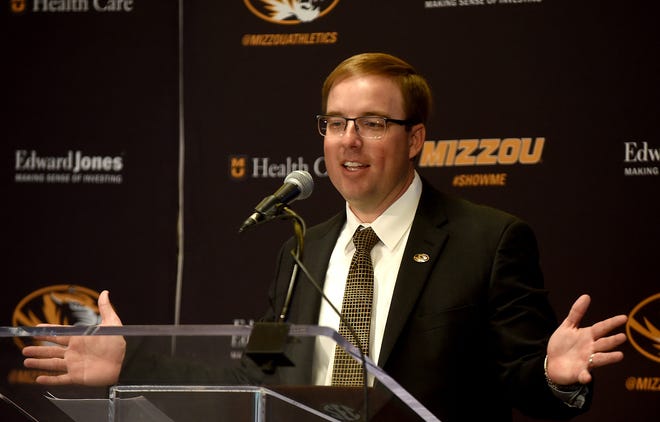 Missouri head football coach Eliah Drinkwitz addresses the media and public Dec. 10 at the Show-Me Club in the South End Zone facility at Memorial Stadium. [Don Shrubshell/Tribune]