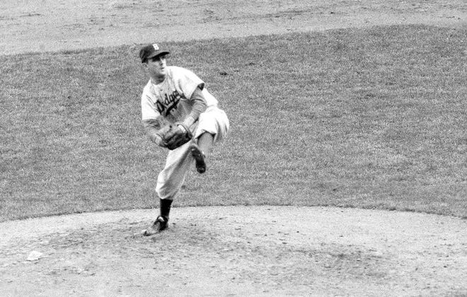 In this October 1952 file photo, Brooklyn Dodger Carl Erskine pitches against the New York Yankees in Game 5 of the World Series in New York. [Associated Press File]