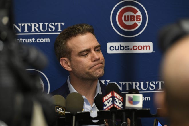Chicago Cubs president of baseball operations Theo Epstein speaks to the media during the baseball team's convention Friday, Jan. 17, 2020, in Chicago. [PAUL BEATY/THE ASSOCIATED PRESS]