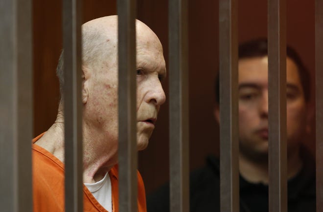 Joseph James DeAngelo, suspected of being the Golden State Killer, appears in Sacramento County Superior Court on Wednesday. [RICH PEDRONCELLI/AP]