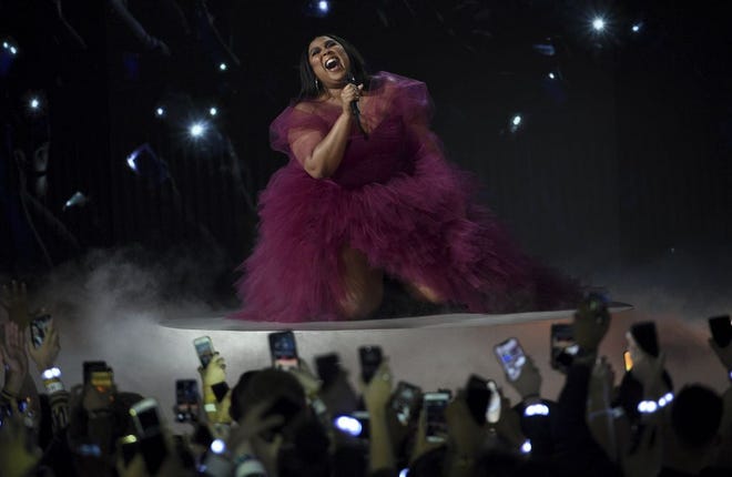 Lizzo performs at the American Music Awards on Sunday, Nov. 24, 2019, at the Microsoft Theater in Los Angeles.