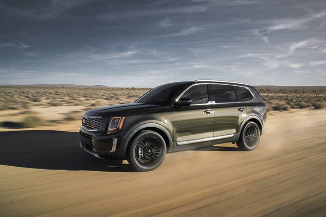 In recent months, in-demand vehicles such as the Kia Telluride, above, and the Toyota RAV4 Hybrid have been selling for a few thousand above MSRP. It's a textbook case of supply and demand in which there are more customers than cars. [Kia Motors America]