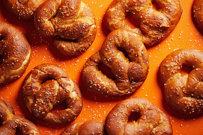 Food writer Becky Krystal tinkered with soft pretzel recipes for hours to get this one just right, from the crackling crust to the tender interior. [The Washington Post / Tom McCorkle]