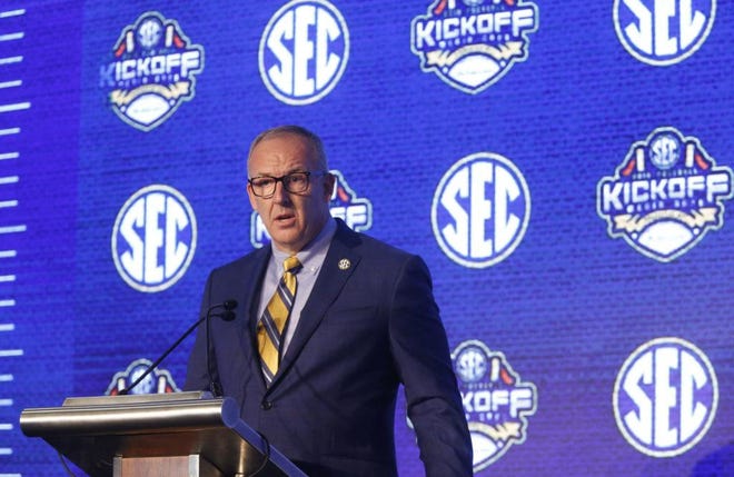 SEC Media Days kicked off Monday July 15, 2019 at the Hyatt Regency Wynfrey Hotel in Hoover with Commissioner Greg Sankey speaking on the coming SEC football season.[Staff Photo/Gary Cosby Jr.]