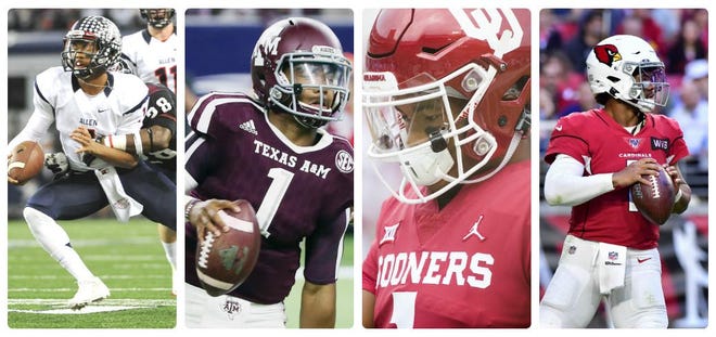 One number, four jerseys: Kyler Murray, who was our third-ranked recruit in the state in 2015, has worn No. 1 as a five-star prospect from Allen High School, a freshman at Texas A&M, a Heisman Trophy winner at Oklahoma and the top overall pick of the 2019 NFL draft by the Arizona Cardinals. [ASSOCIATED PRESS, GETTY IMAGES, USA TODAY]