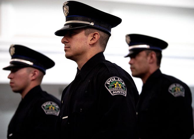 The Austin Police Department added 67 officers to its ranks Friday, putting a dent in a 180-officer vacancy rate. Another cadet class will begin training later in February. [NICK WAGNER/AMERICAN-STATESMAN]