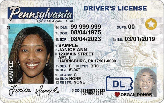 This is a sample of Pennsylvania's new Real ID driver's license. The star in the upper right differentiates it from a standard driver's license. [CONTRIBUTED PHOTO]