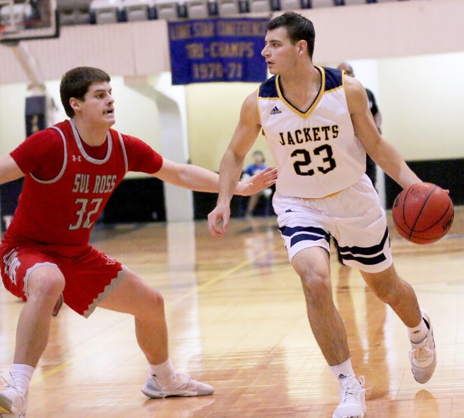 Jase Miguez (23) finished with nine points, a team-high for the Howard Payne Yellow Jackets in Saturday's 89-53 loss at Sul Ross. [File photo by Derrick Stuckly]