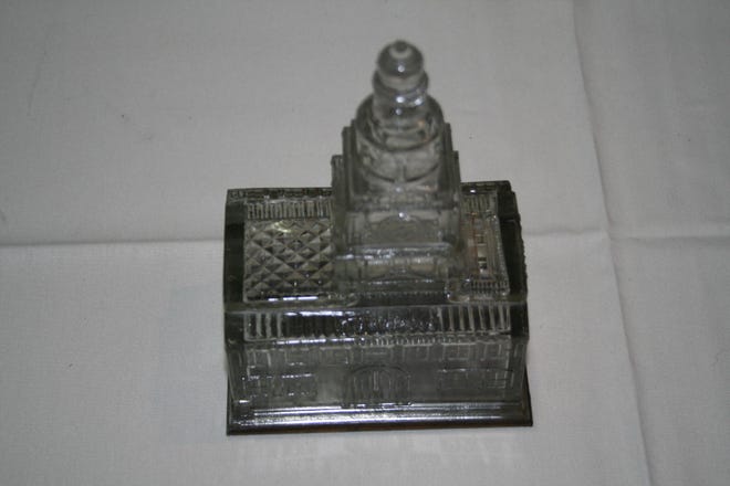 Philadelphia City Hall candy container, glass, circa 1900. [CONTRIBUTED]