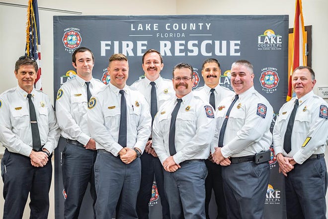 Six Lake County firefighters were promoted to the rank of lieutenant at a Wednesday pinning ceremony. [Submitted]