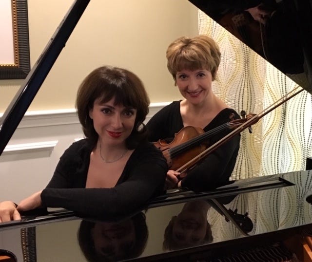 Irina Fainkichen,right, and pianist Irina Kotlyar, left, return to The Black Box, 15 W. Central St., Franklin, at 4 p.m. Feb. 9. [Courtesy Photo]