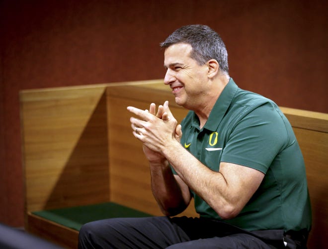 Oregon football coach Mario Cristobal will discuss the 2020 recruiting class and introduce new offensive coordinator Joe Moorhead at a news conference Wednesday. [Andy Nelson/The Register-Guard] - DuckSports.com