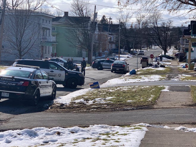 Police respond to a shots fired call Wednesday, Feb. 5, 2020, on Brinckerhoff Avenue in Utica. [O-D FILE PHOTO]