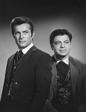 Robert Conrad, left, and co-star Ross Martin in "The Wild Wild West" in 1968. Conrad died on Saturday at age 84. [The Providence Journal, file]