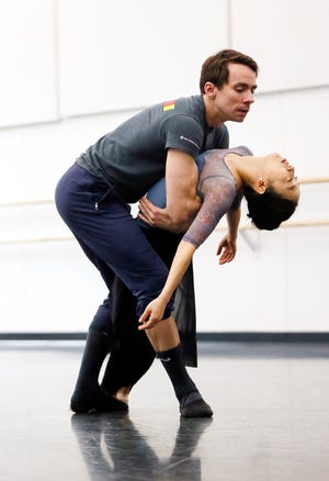 Principal dancers Alvin Tovstogray, left, and DaYoung Jung rehearse for "Romeo & Juliet" at the Oklahoma City Ballet's Susan E. Brackett Dance Center in Oklahoma City, Thursday, Jan. 30, 2020. [Nate Billings/The Oklahoman]
