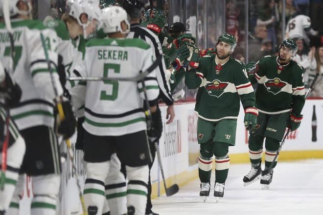 Jason Zucker has 132 goals, 111 assists and 243 points in 456 NHL games, all with the Wild. (AP Photo/Stacy Bengs)