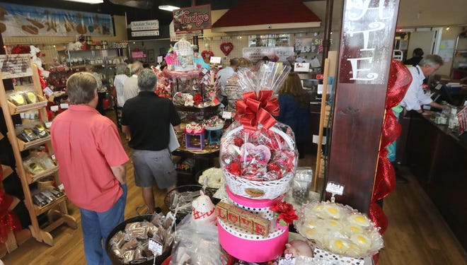 Angell & Phelps Chocolate Factory in Daytona Beach was jammed on Tuesday, Feb.13, 2018, the day before Valentine's Day. The confectionery offers several specials leading up to the holiday this year. [News-Journal/file]