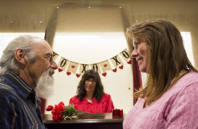 On Valentine’s Day in 2019, William Nash and Donna Beck tied the knot at the San Bernardino County Government Center in Hesperia. Some 72 couples are expected to exchange vows at county offices on Friday. [DAILY PRESS FILE PHOTO]
