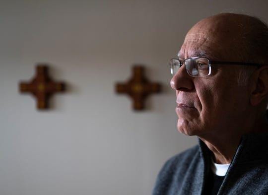 Father Eduard Perrone does his morning prayer on Friday, Feb. 7, 2020. Perrone, a popular Catholic priest who was suspended last summer for alleged child sex abuse, maintains he is innocent and that he was framed by church officials who wanted to get rid of him. (Photo: Ryan Garza, Detroit Free Press)