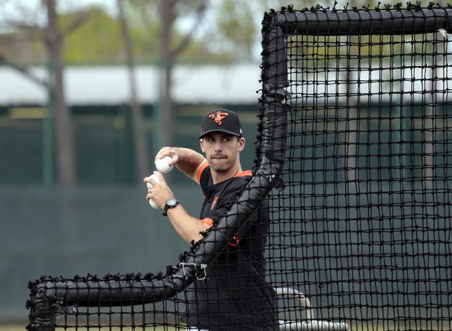 The Baltimore Orioles pitchers and catchers began spring training camp drills earlier this week at the Ed Smith Stadium sports complex in Sarasota. [Herald-Tribune staff photo / Dennis Maffezzoli]